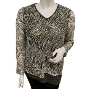 Picadilly Printed Top LS Size L